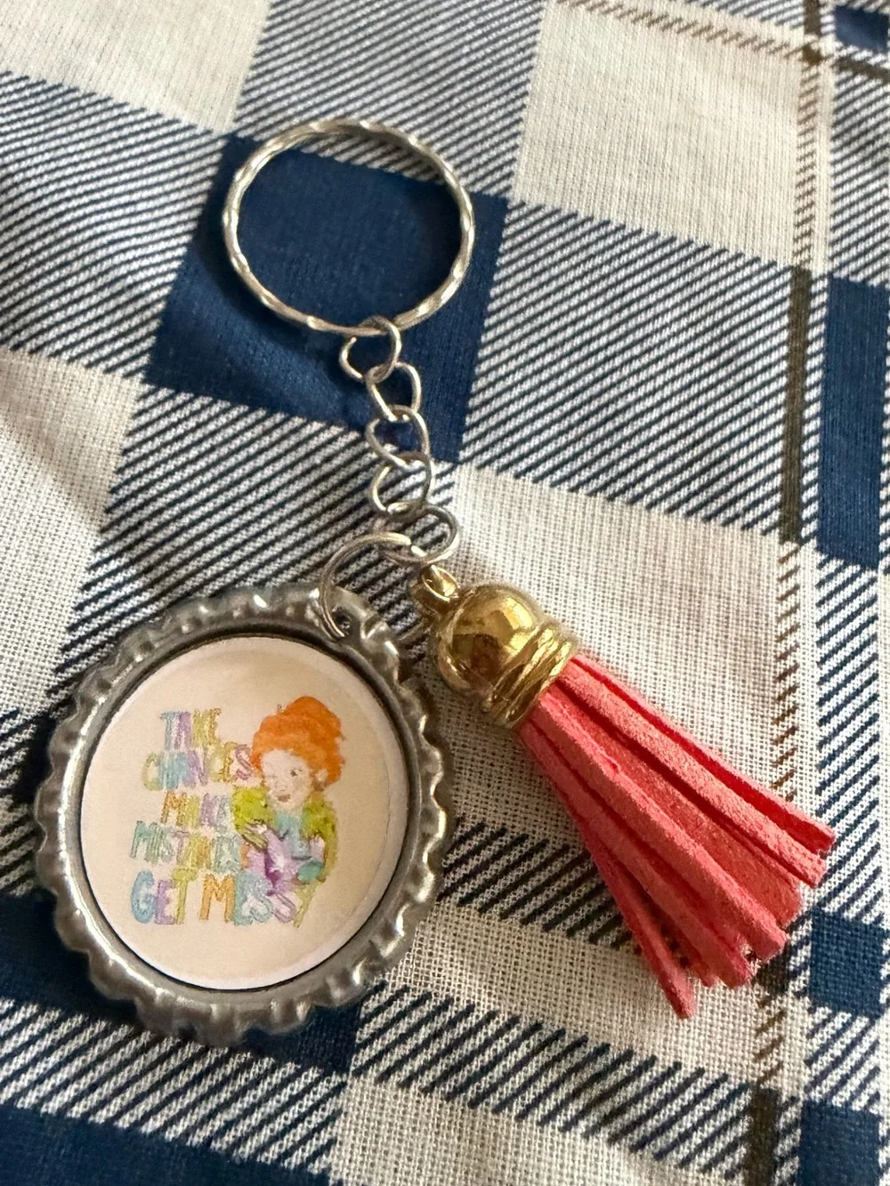 Tassel Keychain with Illustrated Charm